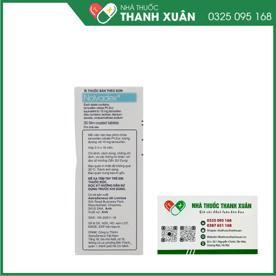 Nolvadex 10mg chỉ định điều trị ung thư biểu mô tuyến vú
